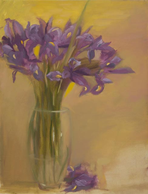 Iris' in Glass Vase